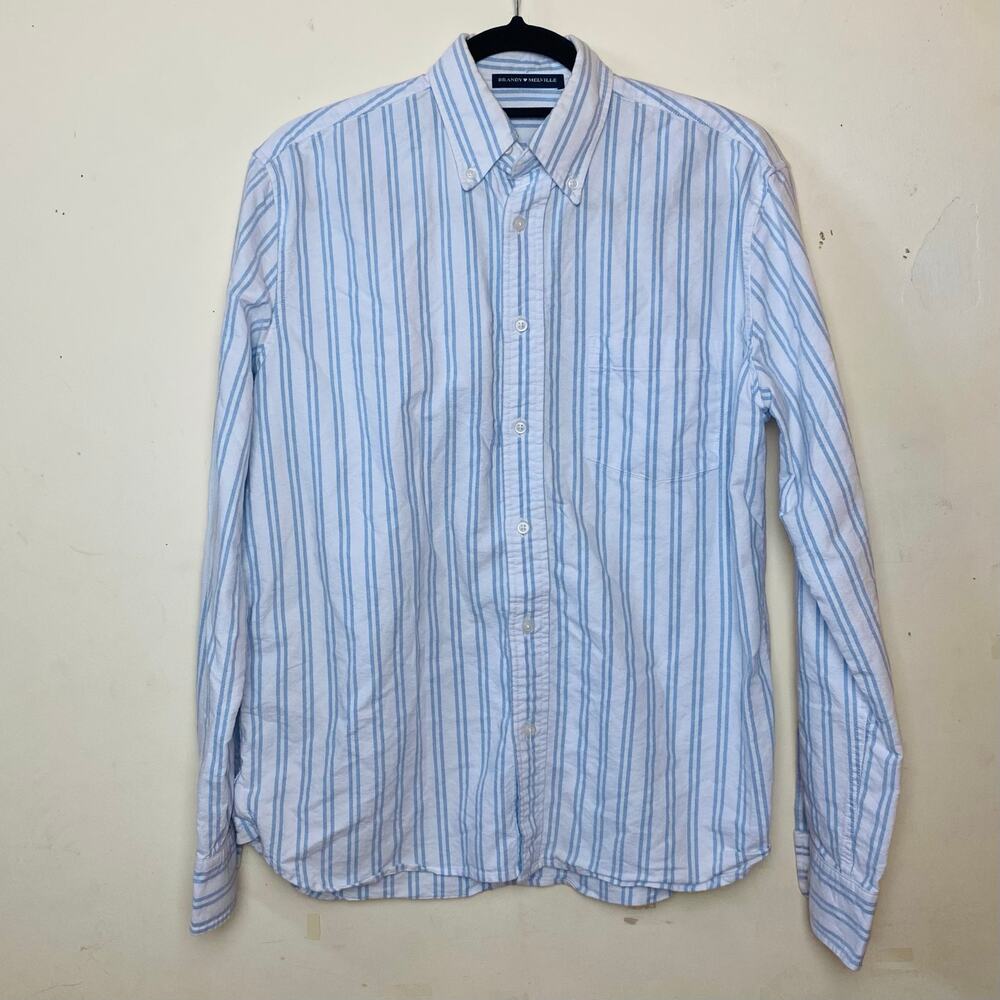 Brandy Melville Striped Blue White Collared Button Down Shirt Lagenlook Office
